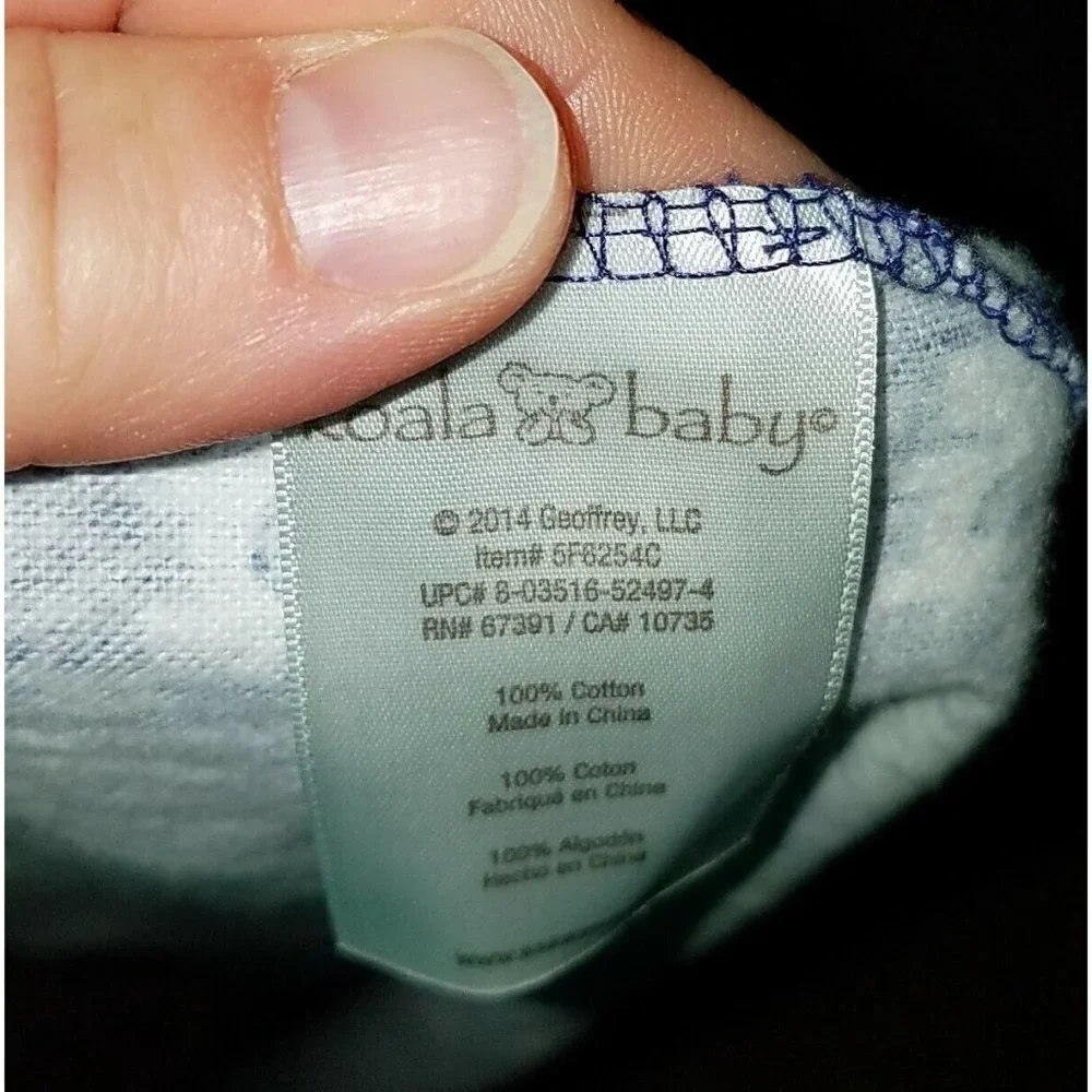 Koala Baby Blue White Elephants Receiving Blanket Lovey Security 100% Cotton